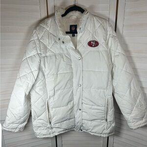NFL San Francisco 49er’s Women's White Quilted Puffer Jacket. Size XXL